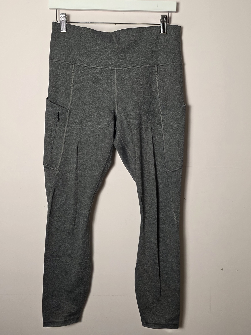 Athleta High Rise Leggings Medium Gray Zip Pocket Athletic Yoga Pants
